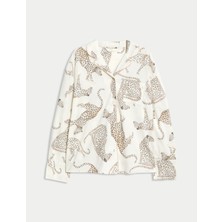 Marks & Spencer Saf Pamuklu Desenli Pijama Üstü