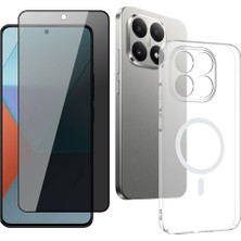 Vendas Xiaomi 15T Kamera Korumalı M-Safe Şarj Özellikli Şeffaf Zore London Sert PC Kapak + Hayalet Ekran Koruyucu
