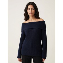 Okka Moda Madonna Yaka Oversize Triko Kazak Lacivert