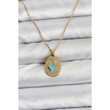 Pazarcan 316L Çelik Zincir Gold Renk Figür Kadın Kolye - TJ-BKO10755