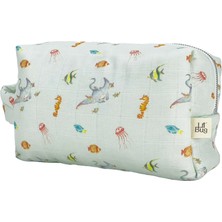 %100 Pamuk Müslin Bakım Çantası - Atlantis / Denizatı Desen