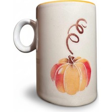 Türk Kahvesi Fincanı Seramik Kabak Desen standart tük kahvesi 75 ml 8 cm boyunda zarif kulplu tek parça