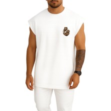 Bahriyeli Collection Oversize Gym Kaslı Ayı Cep ve Sırt Baskılı Atlet