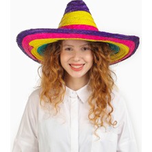Gülcenin Dükkanı Sombrero Meksika Şapkası Renkli Örme Hasır Çocuk Boy