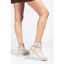 Arda Bayan Bot 165-204/1 Bej Kroko Toka Aksesuarlı Fermuarlı Günlük Kadın Bot