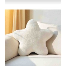 Emta Tasarım Kuzu Tüyü Peluş  Yastık Sevimli Yıldız 45*45 cm Ekru