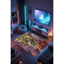 Reyhani Ninja Kaplumbağalar-1 Desenli Kaymaz Taban Makinede Yıkanabilir Gaming Oyuncu Gamer Genç Odası Halısı