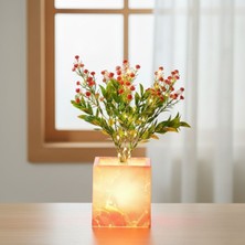 Flamex Işıklı Yapay Çiçek – Pembe Saksılı LED Dekoratif Bitki, Masaüstü ve Ev Ofis Aydınlatmal�