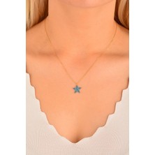 CEBECİ Cebeci 14 Ayar Mavi Yıldızlı Altın Kolye