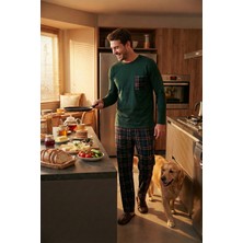Buratti Ekoseli Cepli Beli Lastikli % 100 Pamuk Regular Fit Pijama Takımı Erkek Pijama Takımı 6572001