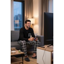 Buratti Ekoseli Cepli Beli Lastikli % 100 Pamuk Regular Fit Pijama Takımı Erkek Pijama Takımı 6572001