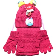 Kitti 4-8 Yaş Kız Çocuk Atkı Bere Eldiven Içi Polarlı 3'lü Takım 24170-04