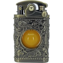 Zorro Ultimate Justice Antik Bronz Ejderha Kabartmalı Benzinli Muhtar Çakmağı - Özel Hediyelik Kutulu