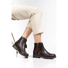 Arda Bayan Bot 165-205 Kahve Yaprak Desenli Fermuarlı Günlük Kadın Bot