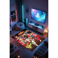 Reyhani Street Fighter-6 Kaymaz Taban Makinede Yıkanabilir Gaming Oyuncu Gamer Genç Odası Halısı