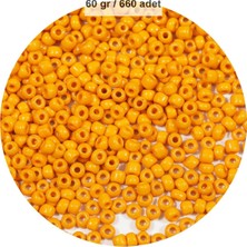 Turuncu Renk 4 mm Yaklaşık 660 Adet / 60 Gram Cam Boncuk Oya Yazma Bileklik ve Kolye