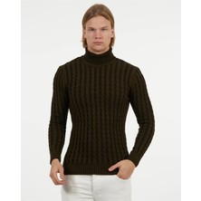 Elku Moda Erkek Siyah Boğazlı Triko Balıkçı Yaka Kazak Şık ve Sıcak Kış Stili Pamuklu Triko Boğazlı Kazak