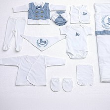 Milays Erkek Bebek 0-3 Ay Organik Pamuk At Nakışlı Premium 10 Lu Zıbın Seti