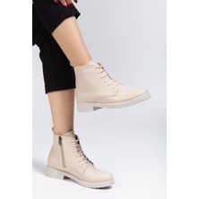 Arda Bayan Bot 165-225 Bej Cilt Bağcıklı Fermuarlı Günlük Kadın Bot