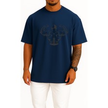 Bahriyeli Collection Oversize Gym Back Göğüs ve Sırt Baskılı Unisex T-Shirt