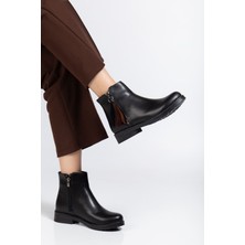 Arda Bayan Bot 165-205 Siyah Cilt Yaprak Desenli Fermuarlı Günlük Kadın Bot