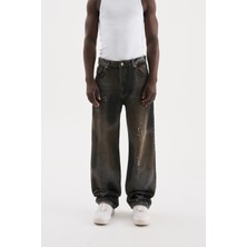 Machinist Erkek Pigment Kaplama Efektli Baggy Jean Pantolon Antrasit