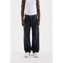 Machinist Erkek Pigment Kaplama Efektli Baggy Jean Pantolon Mavi