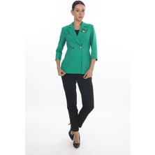 White Diamond Yarım Kol ve Broş Detaylı Ceket 40 - Yeşil