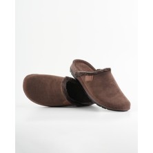 Dr. Klompa Erkek Ev Terliği Peluş Astarlı Kışlık Kapalı Burun Kaymaz Taban Günlük Rahat Sabo Terlik Kahve