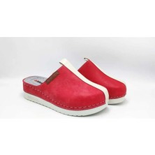 Dr. Klompa Kadın Sabo - Kırmızı Nubuk - Konfor Destekli Yapı Şık Tasarım Yumuşak Taban Günlük Kullanıma Uygun