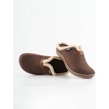 Dr. Klompa Kadın Peluş Astarlı Sabo Terlik Kışlık Ev Terliği Kaymaz Taban Günlük Rahat Sıcak Tutan Acı Kahve