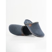 Dr. Klompa Erkek Ev Terliği Peluş Astarlı Kışlık Kapalı Burun Kaymaz Taban Günlük Rahat Sabo Terlik Lacivert
