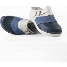 Dr. Klompa Kadın Sabo Terlik - Lacivert Mavi Gri - Konfor Destekli Yapı Yumuşak Taban