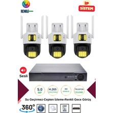 OEM Irtech-3 Kameralı 360 Derece Sesli Ip Güvenlik Kamera Seti Renkli Gece Görüş-Su Geçirmez GK01