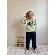 Cg Kids Boston Kabartma Baskılı Fıstık Yeşil Lacivert Şardonlu Süper Kalite Alt Üst Takım
