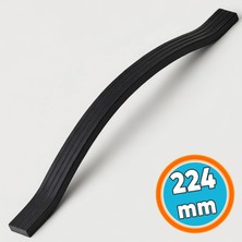 Nzb Çizgili Metal Kulp Mobilya Çekmece Dolap Kapak Kulpu Paslanmaz Kulpları 224 mm Siyah