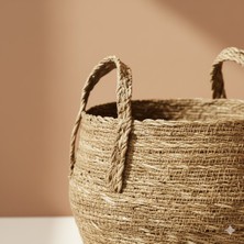 Greenvila Boho Hasır Sepet 2’li Set | Küçük, Orta,  El Yapımı Doğal Sepet
