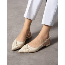 Emienza Lonly Vegan Deri Büzgü Detaylı Sivri Burun Bayan Babet