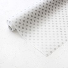 Bimotif 5li Ambalaj, Paket Kağıdı, 50X70 cm Metalik Puantiye Desenli, Gümüş-Beyaz