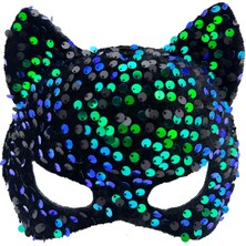 Gülcenin Dükkanı Siyah Kadife Mavi Yeşil Parti Maskesi