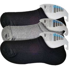 Siyah ve Gri Erkek Görünmez Çorap 3 Çift