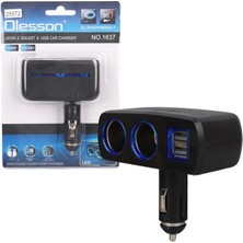 Olesson 1637 12-24V Çift USB Girişli 120W 2'li Araç Çakmak Çoklayıcı