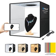 AZT Puluz PU5041B Ring Ledli 40X40CM 12 Fonlu Çantalı Fotograf Ürün Çekim Çadırı Kutusu Light Box