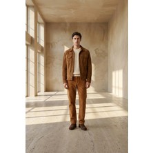 Little Cup Jeans Co  Erkek  Baggy Fit Rahat Kalıp Kadife Camel Pantolon