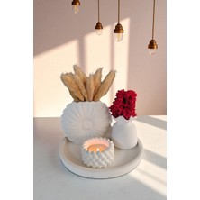 Besagu Home Çiçekli Vazo Seti - Papatya Vazo - Çiçek Vazo - Örgü Tealightlık