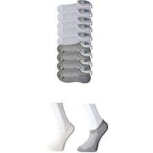 Gri ve Beyaz Erkek Görünmez Çorap 9 Çift