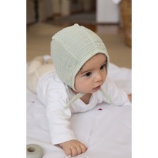 Zeypba Yeşil Müslin Bebek Şapkası %100 Pamuk 0-2Yaş