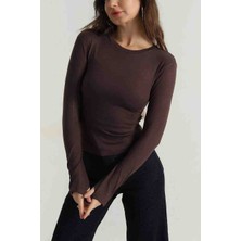 Gkc Butik Kahverengi Parmak Geçmeli Bluz