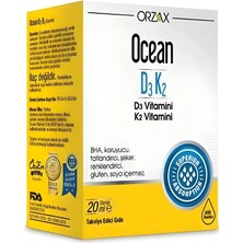 Orzax Ocean D3 K2 Oral Damla 20ML D ve K Vitaminleri İçeren Doğal Besin Takviyesi