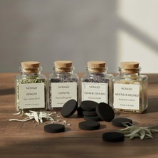 Nomad Dökme Tütsü Seti - 4 Çeşit Bitki & Reçine + 10 Adet Tablet Kömür - Adaçayı Lavanta Üzerlik Akgünlük